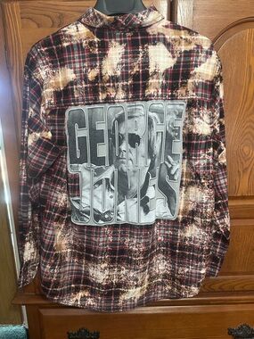 George Jones Upcycled Bleached Flannel Tee Made By Me